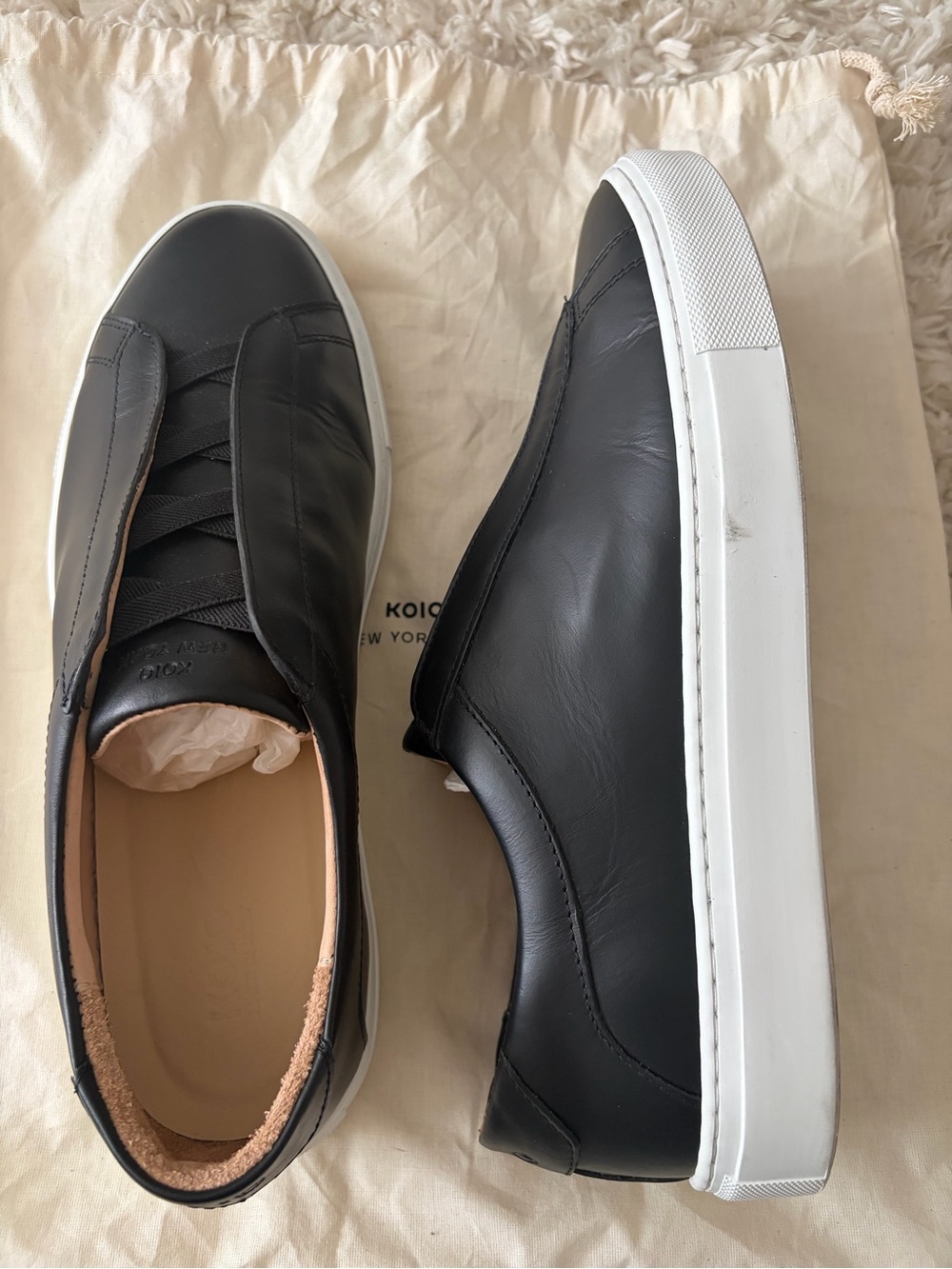 Koio Capri X Slip-On Sneakers Black Leather Men's Size 9 - Picture 10 of 12